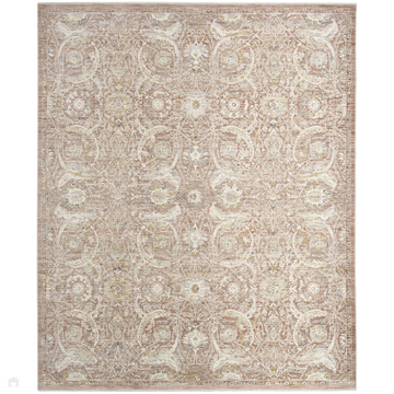 Antique Fusion ANF03 Traditional Vintage Distressed Floral Border Soft Smooth Polyester Low Profile Short Pile Brick Rug-Nourison-Rug Love - The Most Loved Rug Store